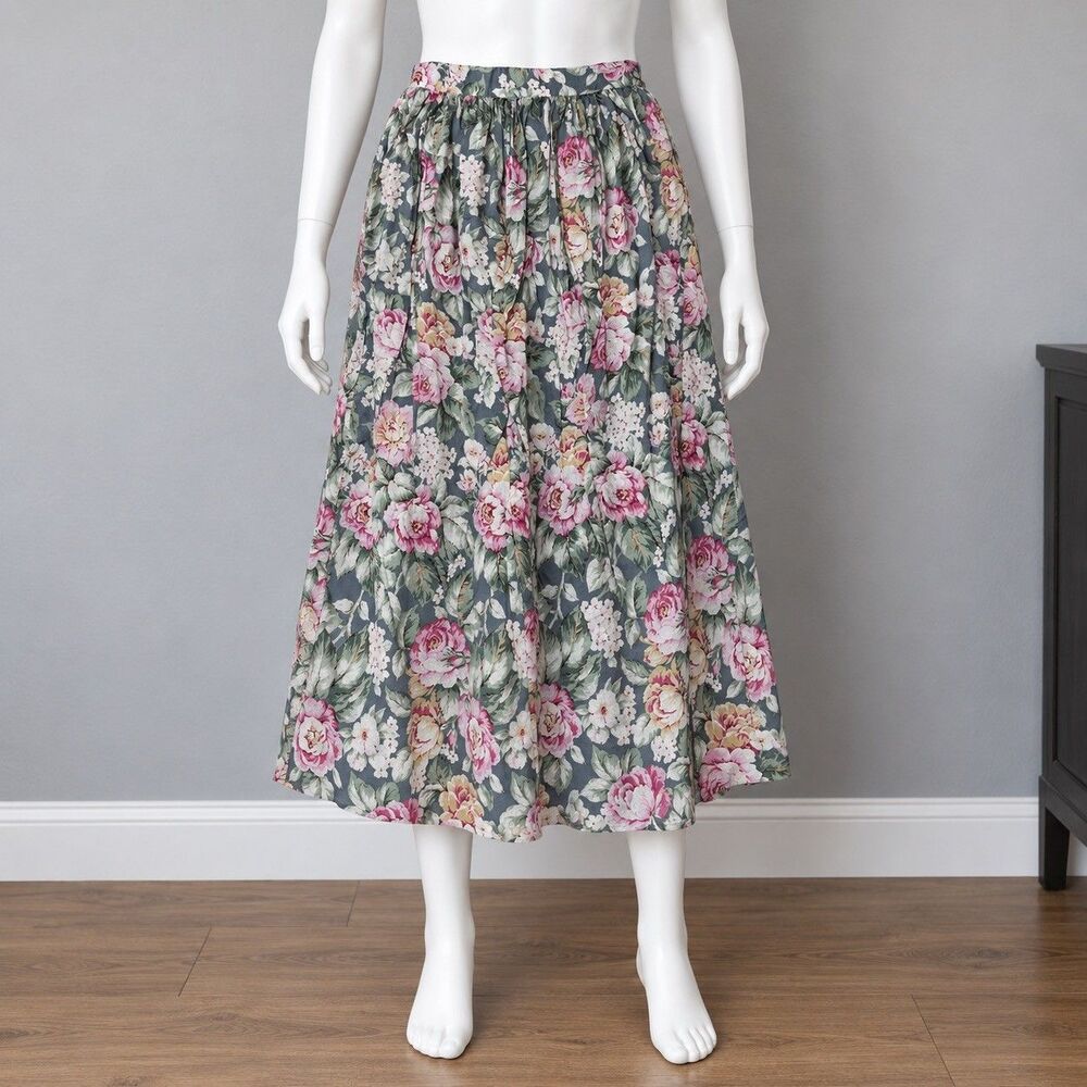 VTG 90s All Week Long Floral Maxi Skirt Cottagecore Grandmacore Prairie Size M